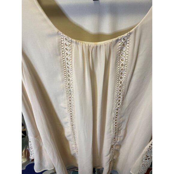 Sequin Hearts Off White Bone Lace Detail Bell Sleeve Scoop Neck Tunic Top Sz XL - Picture 5 of 9